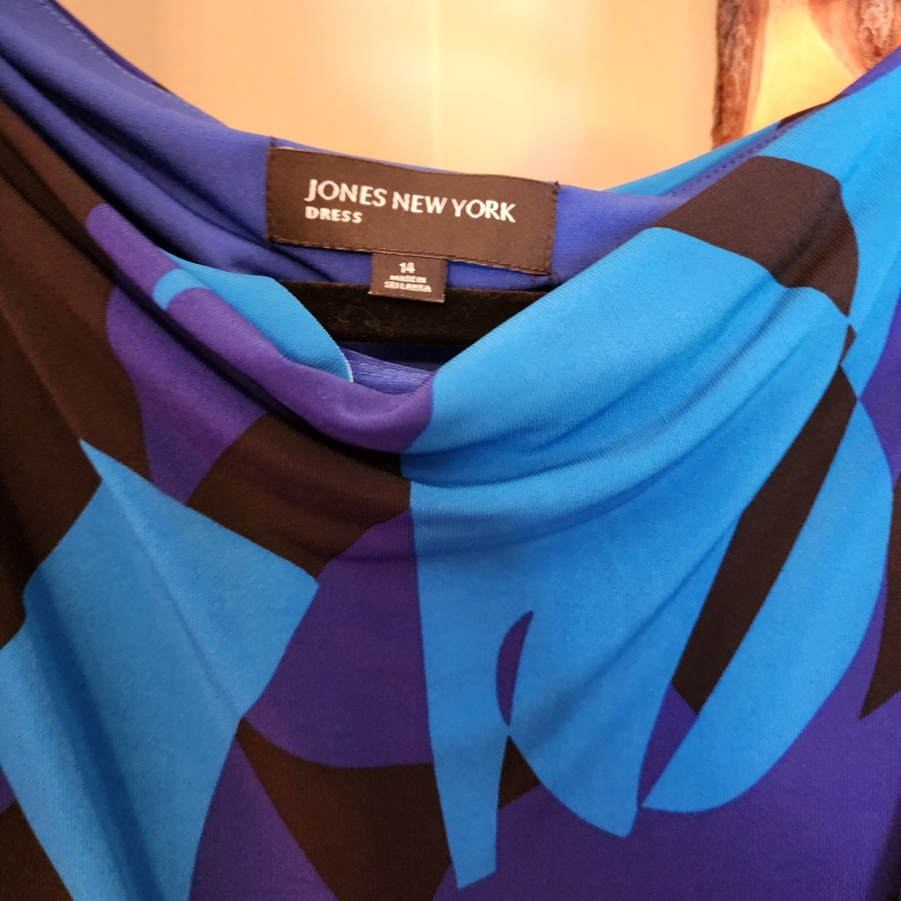 Jones New York Blue and Black Dress